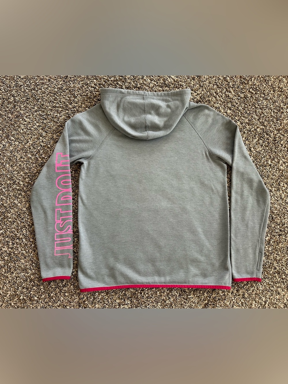 Nike Therma Dri-FIT Women's Pullover Running Hoodie size medium (gray w/ pink) - Picture 2 of 4
